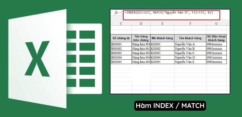 Hàm INDEX / MATCH
